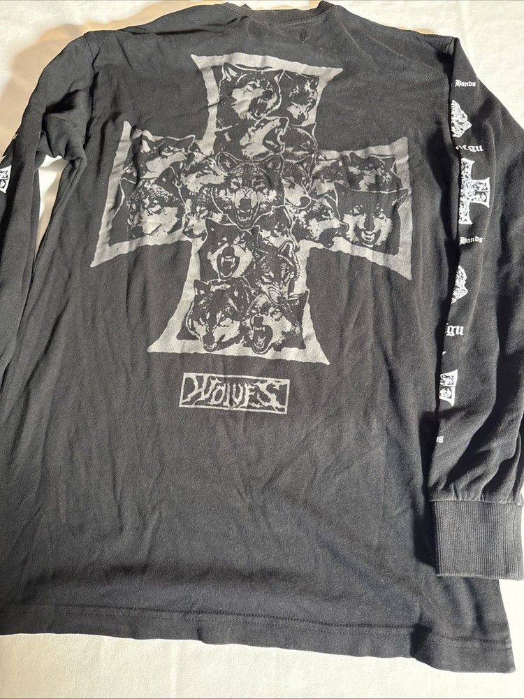 Darc Sport Premium Vintage Wolves Club Cross Tee Long Sleeve Graphic Size S
