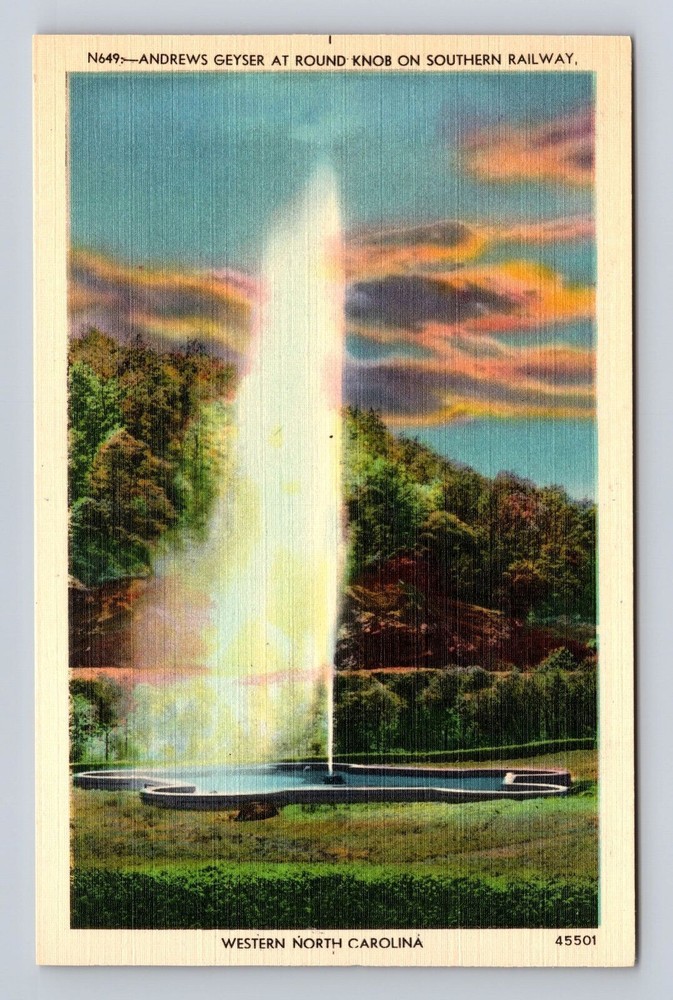 NC-North Carolina, Andrews Geyser Round Knob, Southern Railway Vintage Postcard