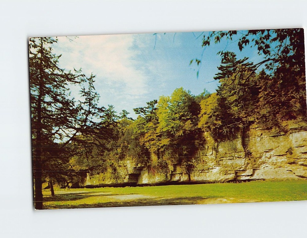 Postcard Overhanging rocks in picnic area White Pines State Park Illinois USA
