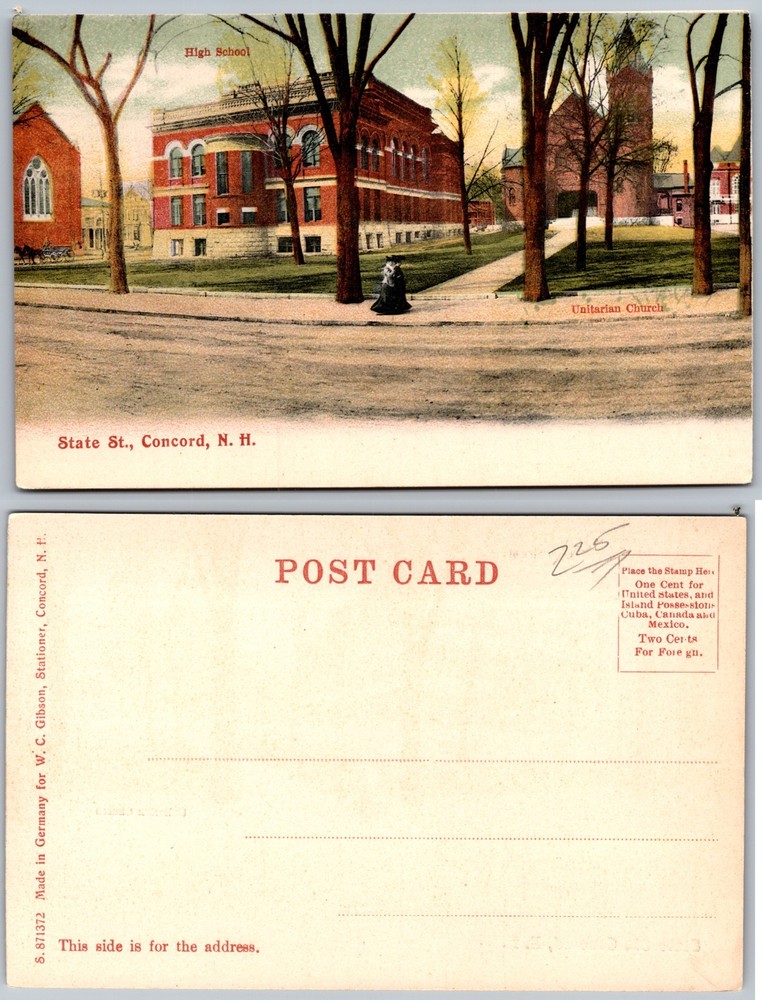 High School Unitarian Church Concord NH Postcard