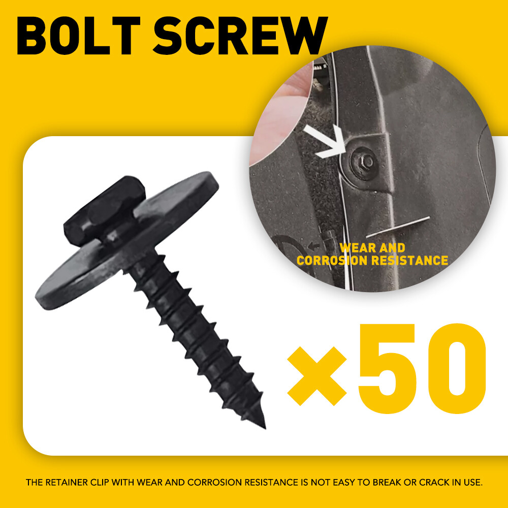 50 X Fender Liner Body Bumper Cover Splash Shield Bolt Hood Retainer Car Screw M