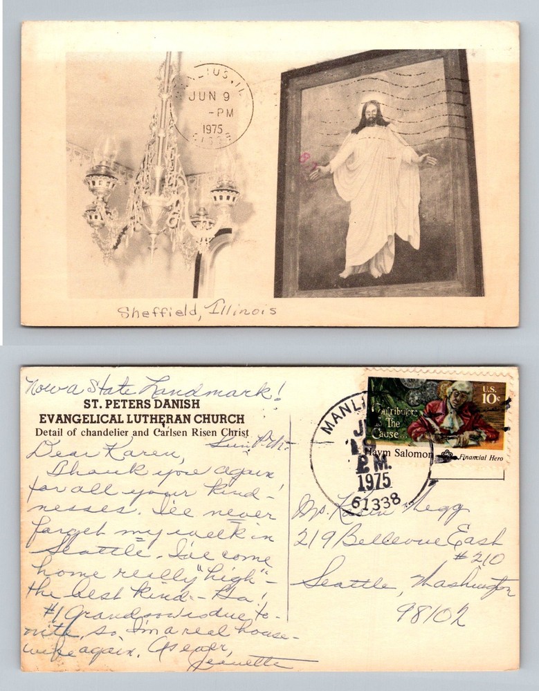Sheffield, IL-Illinois, St Peters Danish Lutheran Church Interior c1975 Postcard