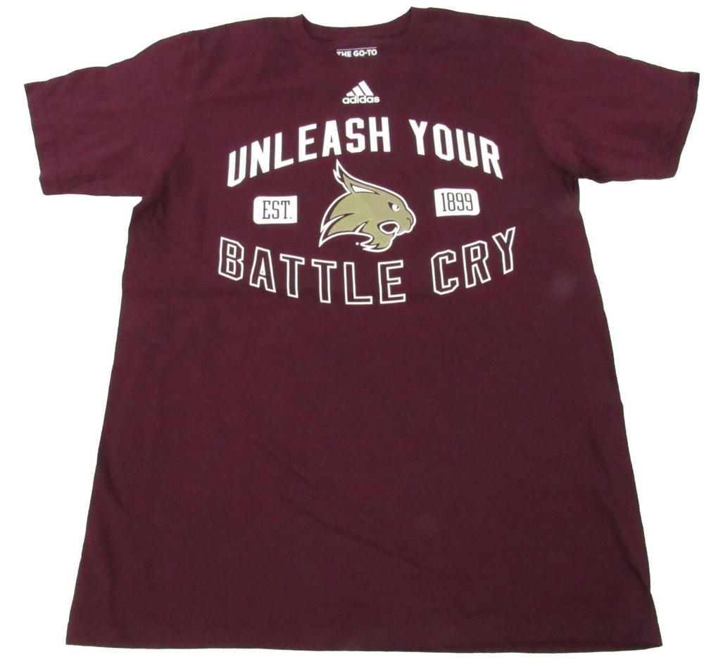 New Texas State Bobcats Mens Sizes M-L Maroon Adidas Shirt