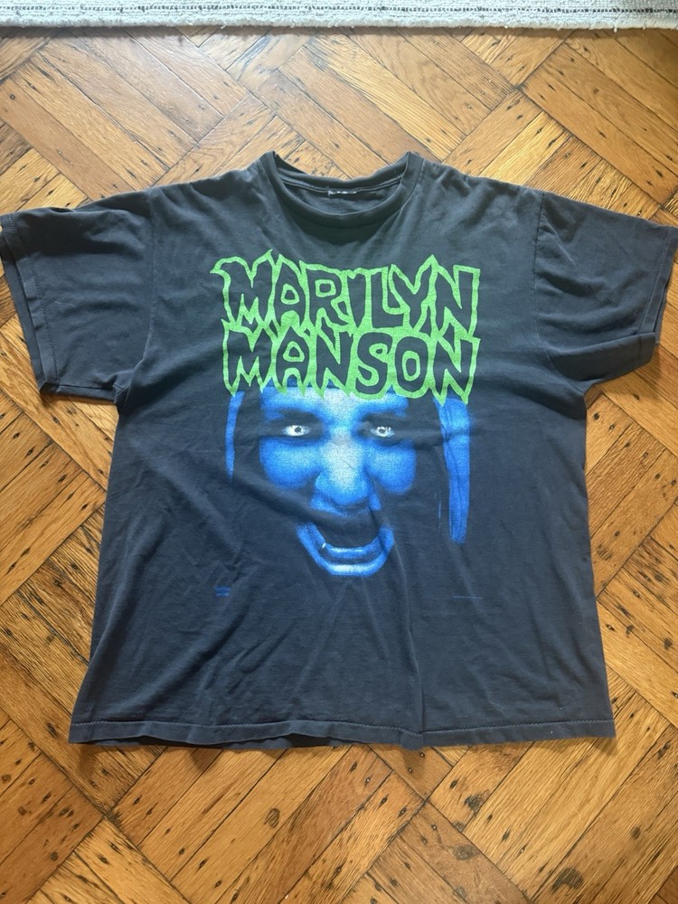 Vintage XL Marilyn Manson 1994 Winterland Blue Face This Is Your World Shirt
