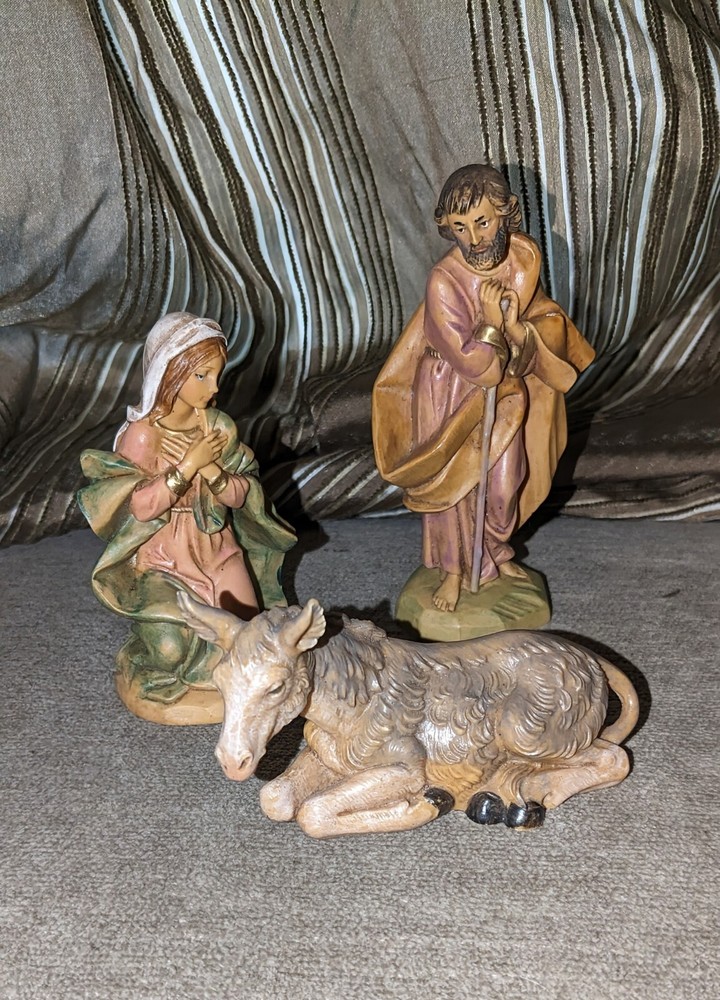 Fontanini Renaissance Nativity Collection Figures Lot Of 3-Donkey, Mary & Joseph