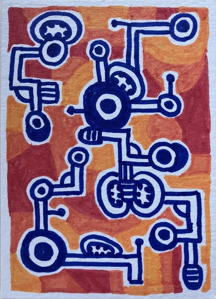 ACEO Original Abstract Painting Signed Sandra R Wardell OOAK Art Card
