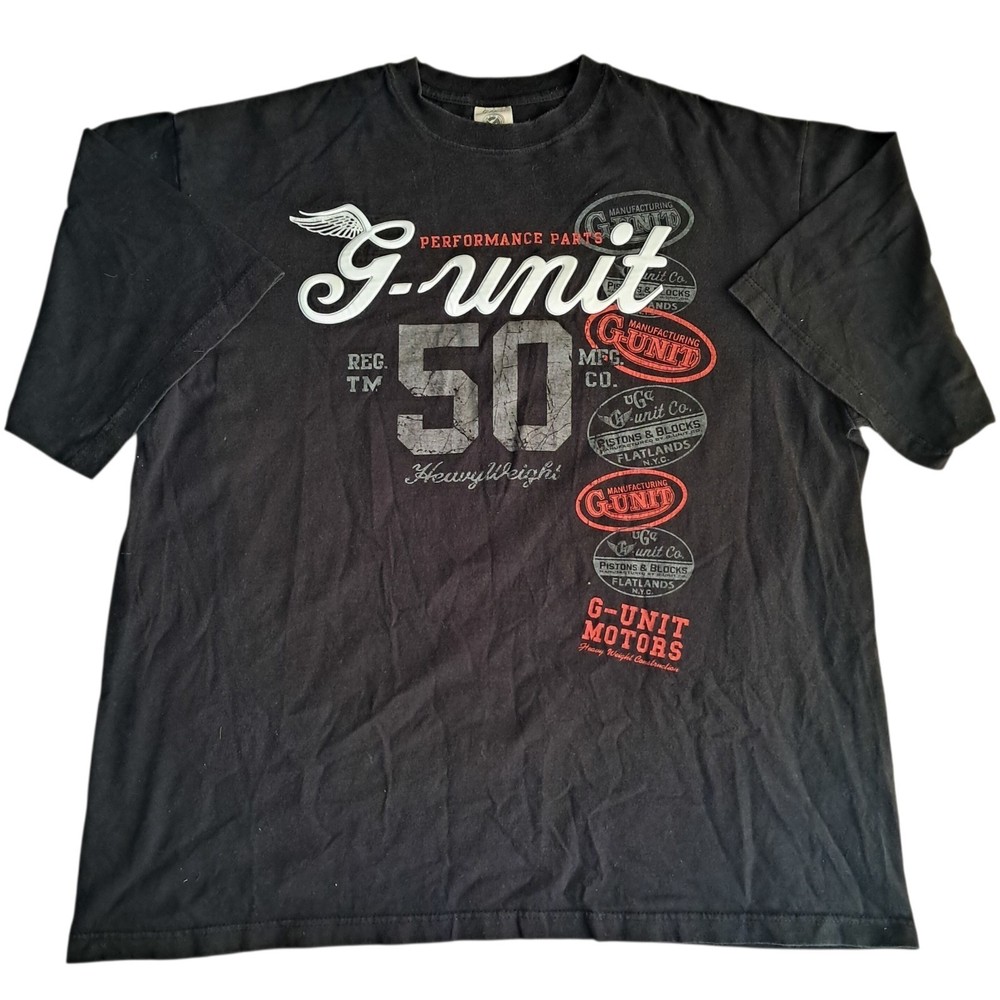 VTG G-Unit 50 Cent Rap Tee Black AOP Varsity Hip Hop Shirt Rare XXXL