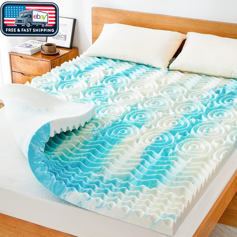 Queen 2In Gel Memory Foam Mattress Topper Certipur-Us 5-Zone Support