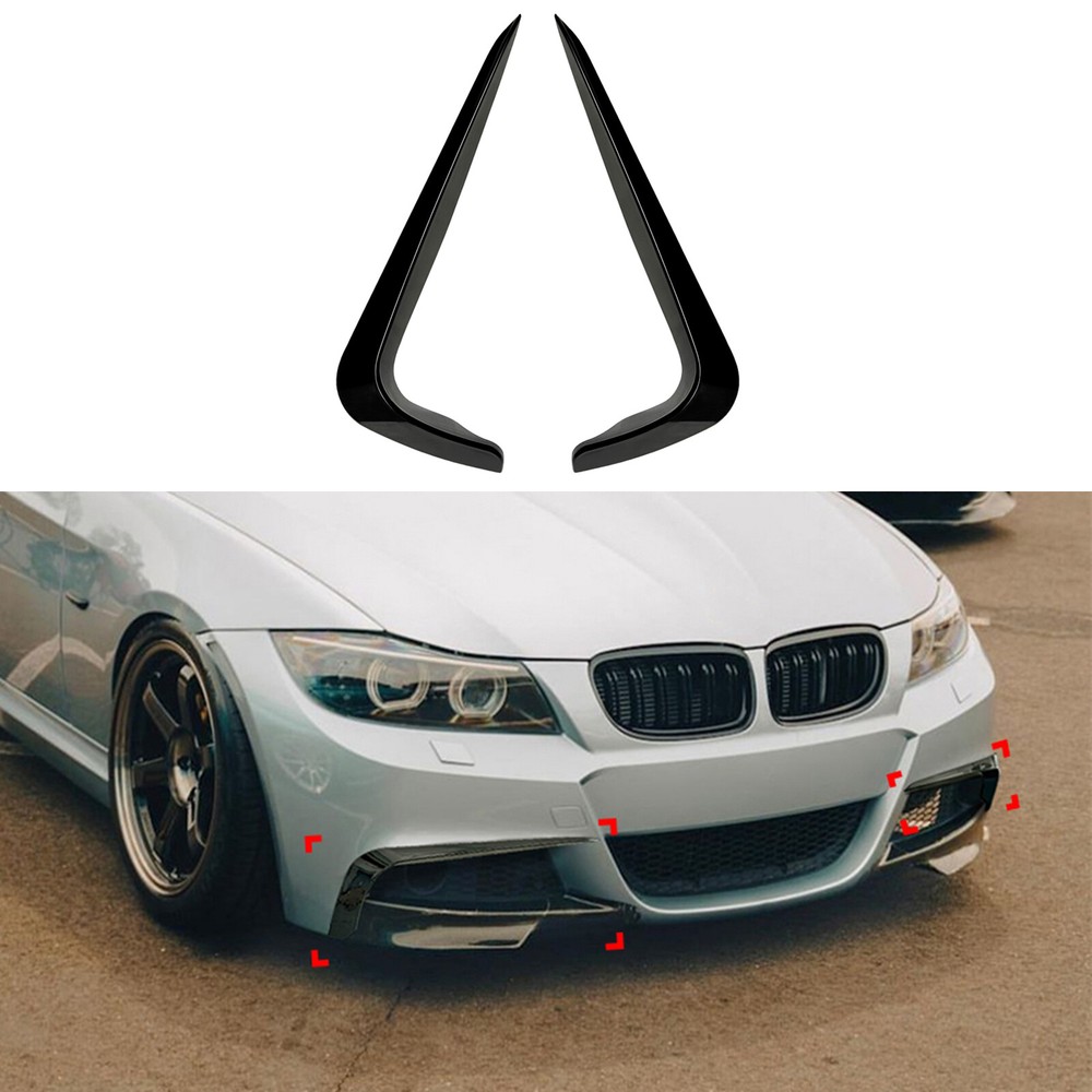 2pcs Gloss Black Front Side Air Vent Trim Splitter for BMW E90 E91 LCI 2009-2012