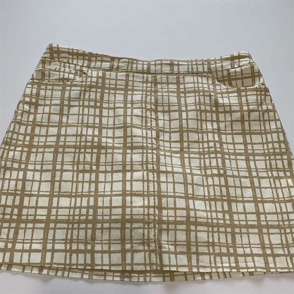 Hilary Radley Women's Plaid Stretch Skort XXL Tan White Pockets