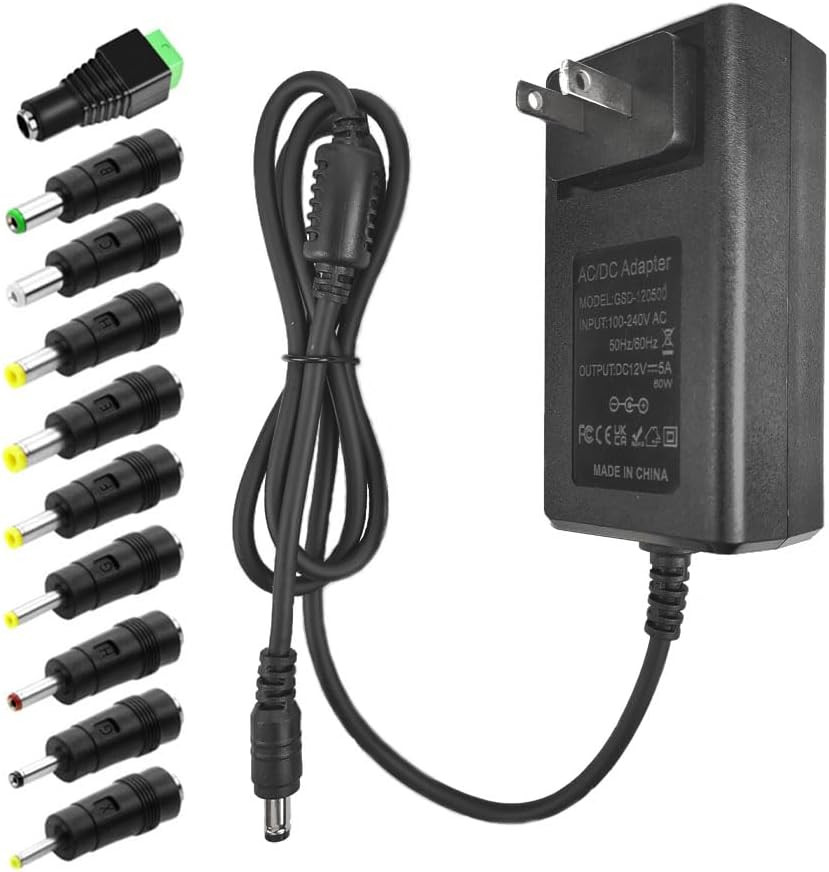 12V 5A Power Supply Universal Adapter AC 100-240V to DC 12Volt 5A 4A 3.5A 3A Pow