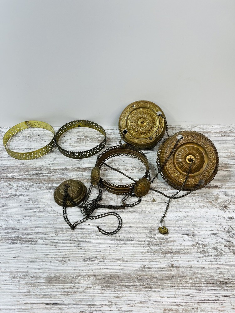 2 Antique Brass / Copper Library Hanging Oil Lamp Chain Motor Ceiling Extension