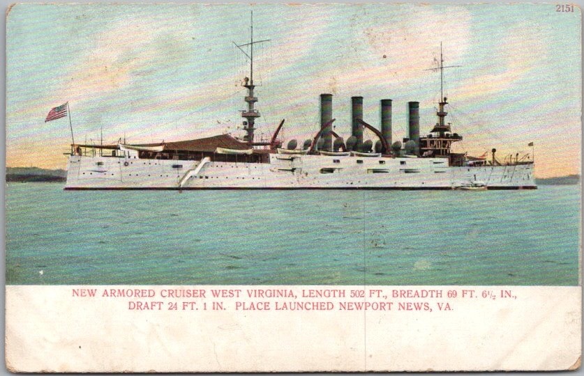 c1900s US Navy Ship Postcard 