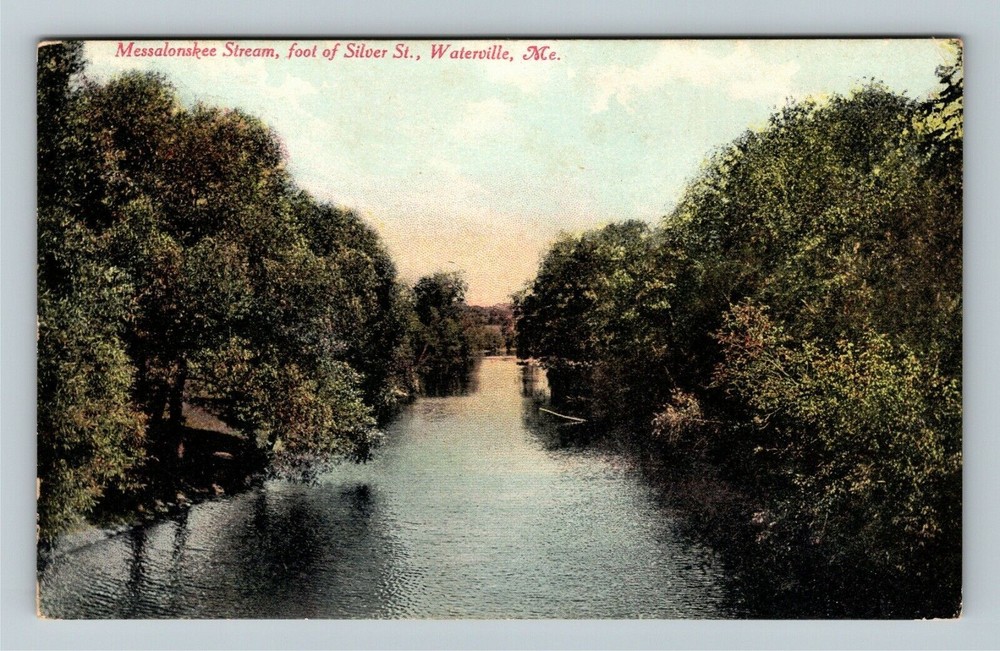 Waterville ME-Maine, Messalonskee Stream Vintage Souvenir Postcard