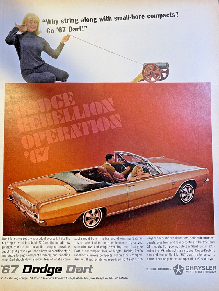 Vintage Magazine Advertisement 1967 Dodge Dart