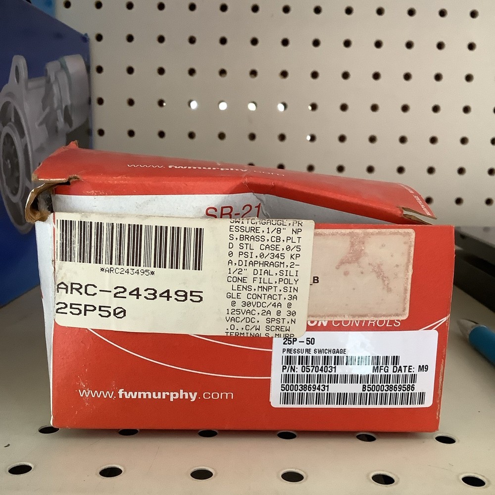 Murphy Pressure Swichgage 25P-50, 50 PSI Free Shipping NIB