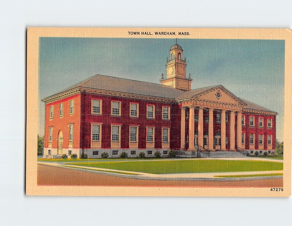 Postcard Town Hall Wareham Massachusetts USA