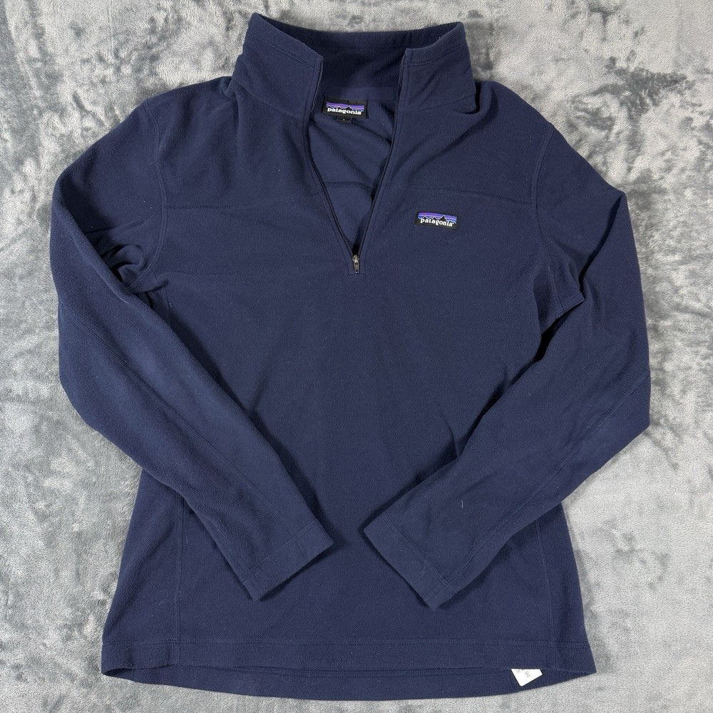 Patagonia Micro D Pullover Men Medium Blue Fleece 1/4 Zip Casual Camp Jacket
