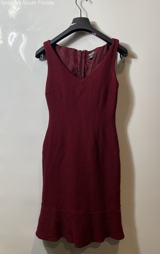 Ann Taylor Womens Red Sleeveless Peplum Hem Back Zip Shift Dress Size 4