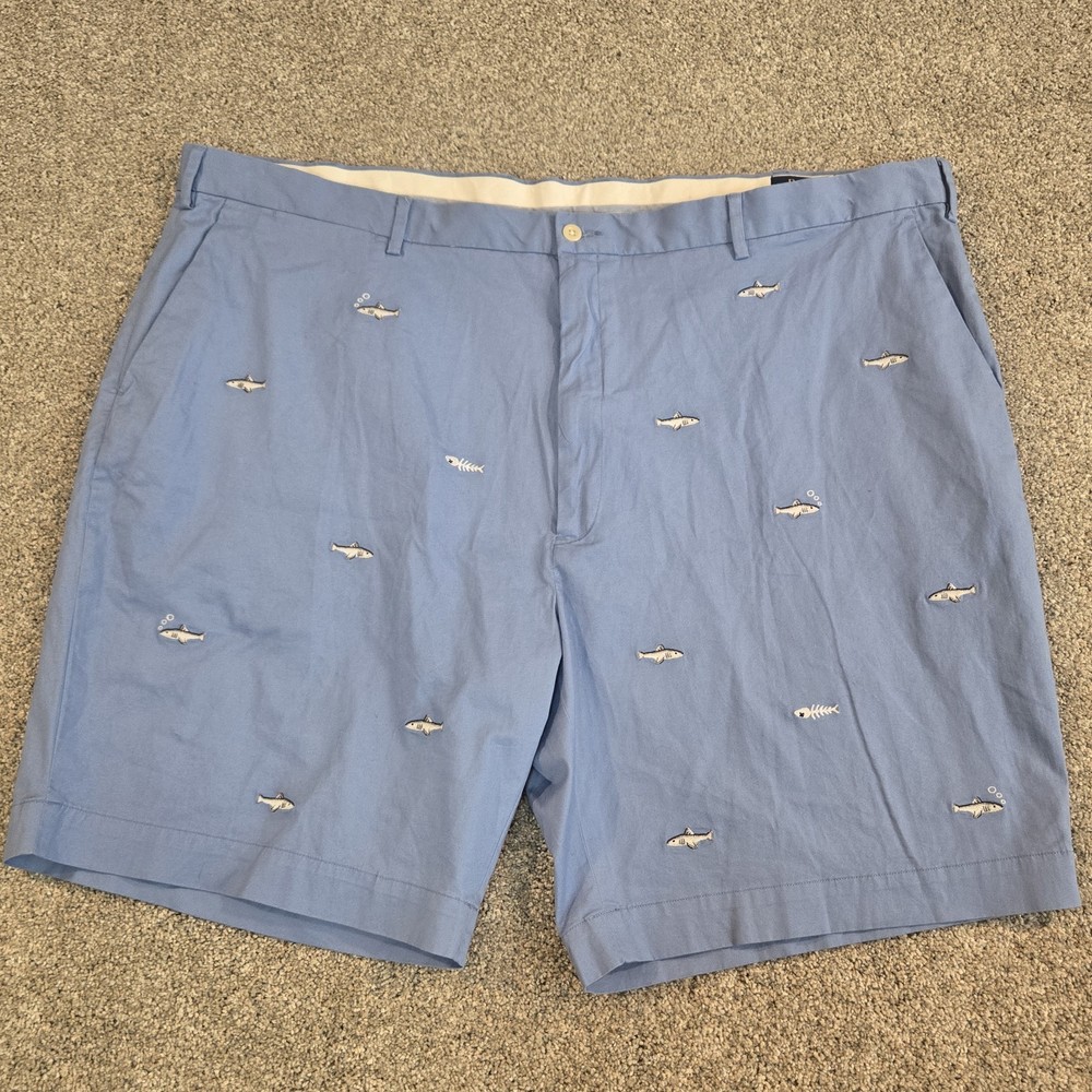 Ralph Lauren Polo Men's Size 50B Shorts Blue  Embroidered Shark Pattern