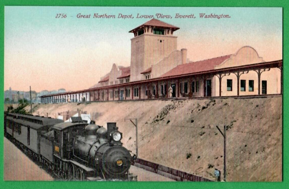 Great Northern Depot, Lower View, Everett, Washington Vintage Pc. 5007