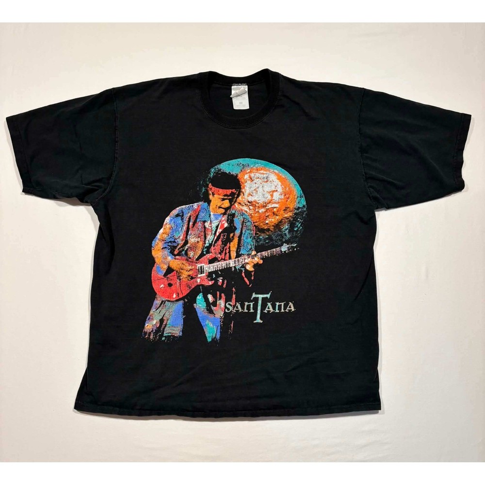 Santana Band T-Shirt Mens XL Black Graphic Rock Guitar Tee Short Sleeve
