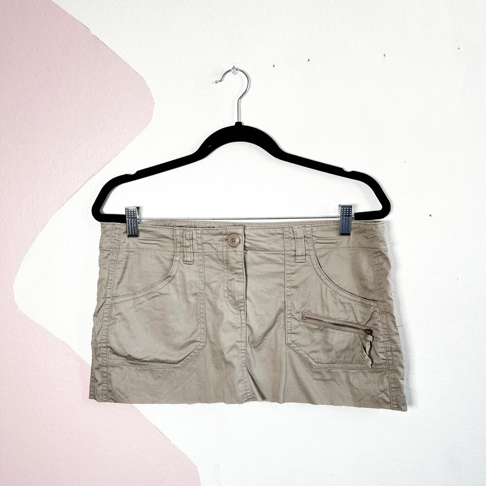 Vtg 2000 Y2k Cargo Low Rise Micro Mini Skirt Bimbocore 90s Sz 10P
