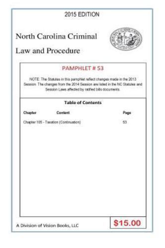 North Carolina Criminal Law and Procedure, Paperback by Rivers, Tony, Sr., Br...