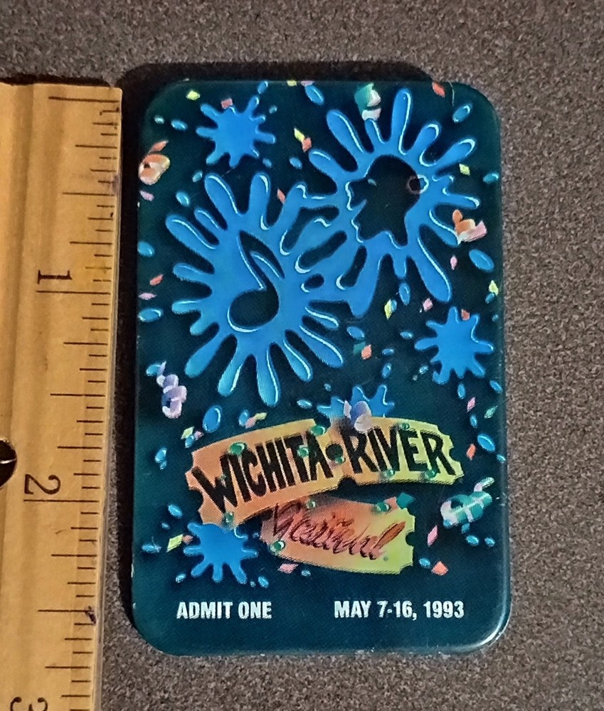 1993 Wichita River Festival Admit One May 7-16 Vintage Collectible Lapel Pin A-5