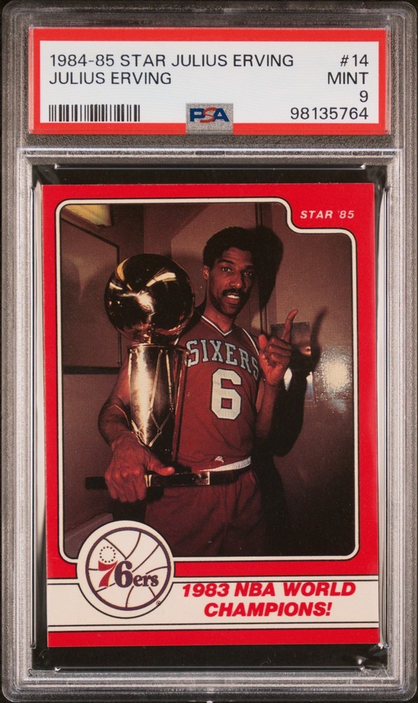 1984-85 STAR #14 JULIUS ERVING (PSA 9-MINT) Basketball Card – HOF Vintage Dr J”