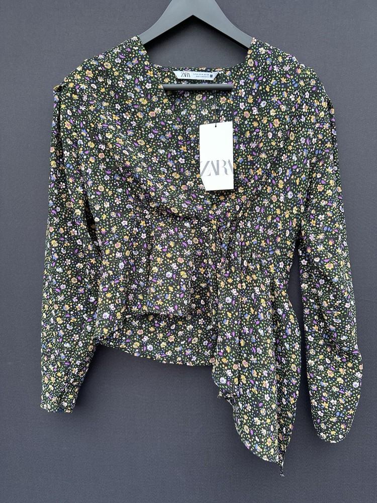 Zara Women's Floral Print Blouse Size M Brand New with Tags 100% Polyester