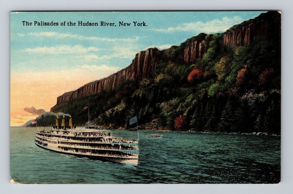 NY-New York, The Palisades the Hudson River, Vintage Postcard