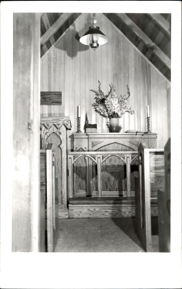 Little Wayside Chapel Church Austin Minnesota MN RPPC altar 1950s