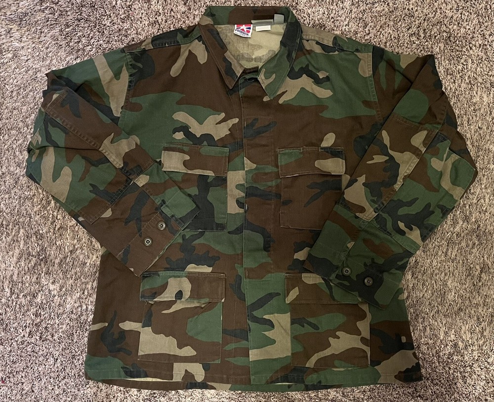 VINTAGE Propper Woodland Camouflage Combat Coat Extra Large-Regular Shirt Twill