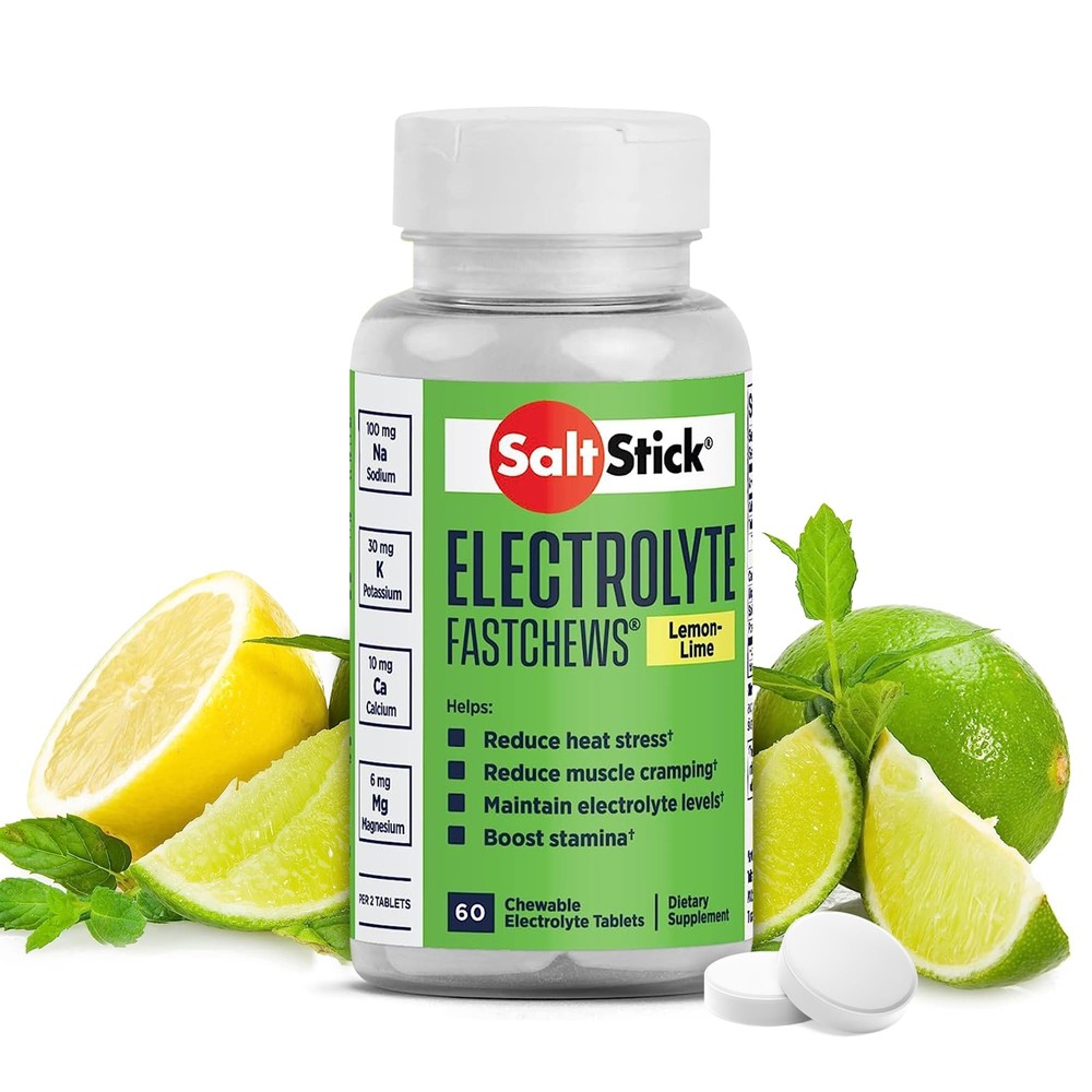 SaltStick FastChews Electrolytes - 60 Chewable Electrolyte Tablets - Lemon Li...