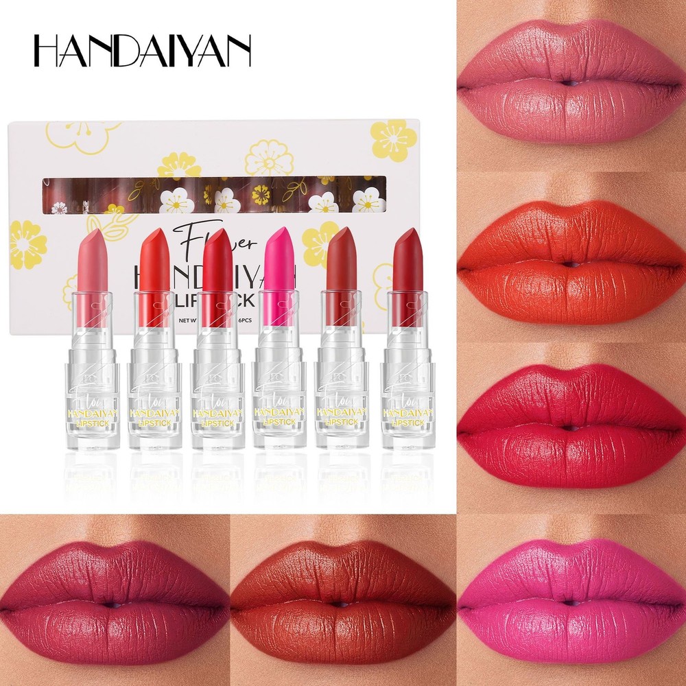 6-Color Matte Lipstick Set - Long-Lasting Waterproof Velvet Lipstick with Moisturizing Formula