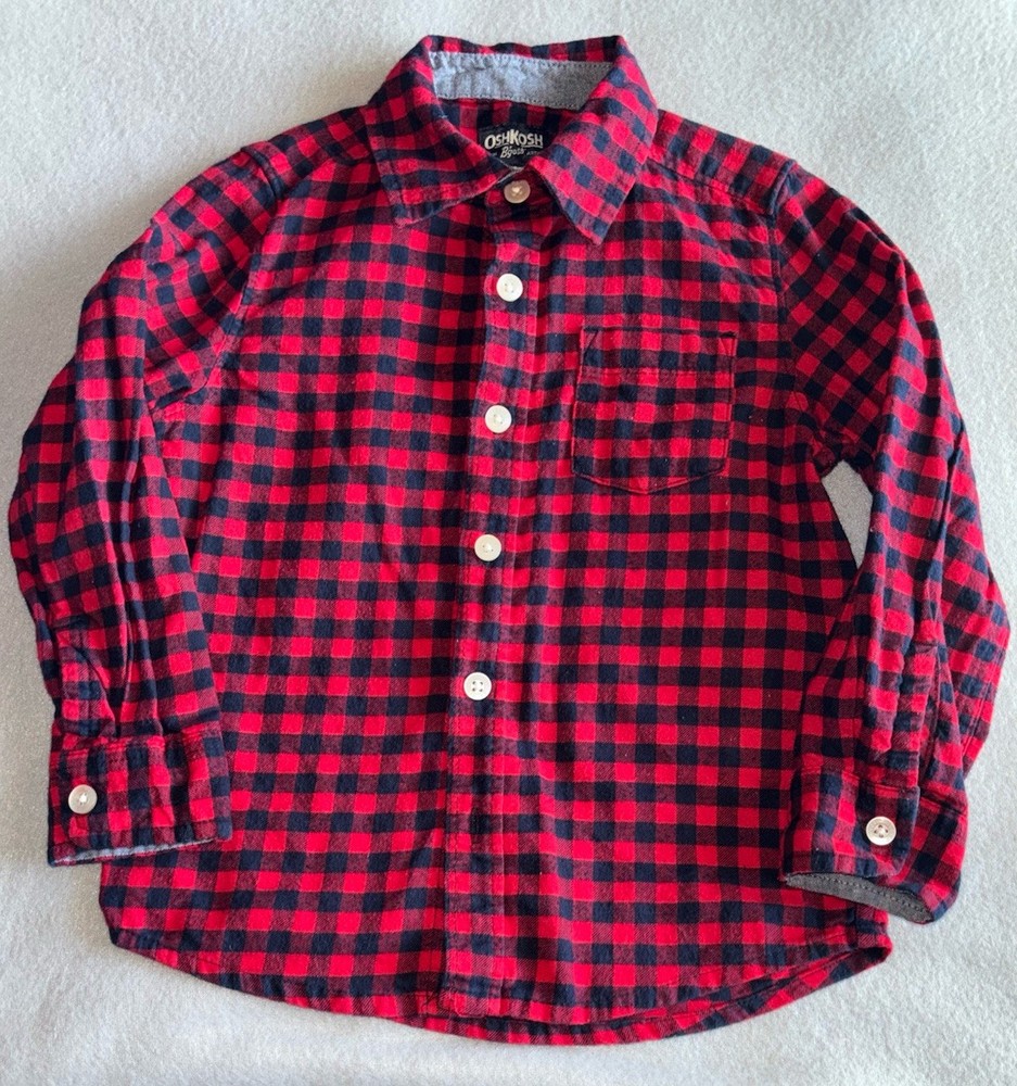 OshKosh B'gosh Toddler boy's red plaid button-down shirt, size 3T