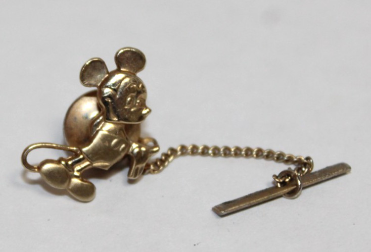 Vintage Disney Mickey Mouse 14K Gold Tie Tack