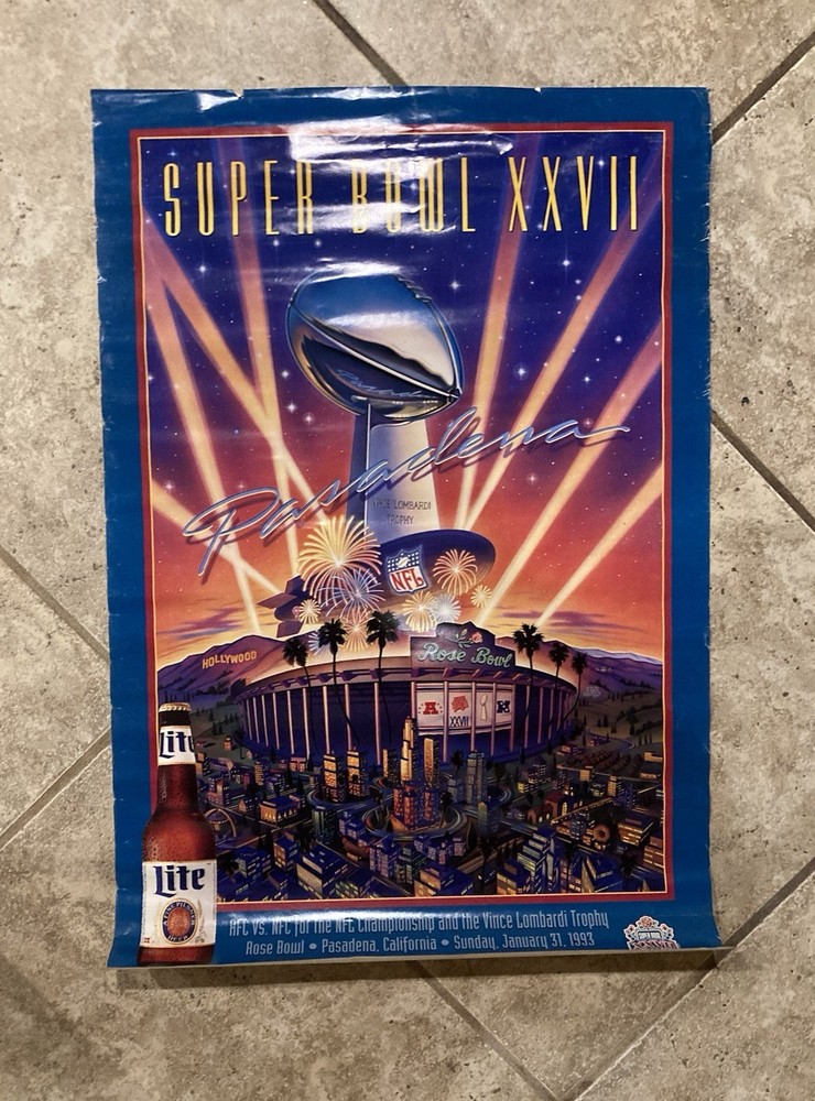 1992 Super Bowl XXVII Cowboys vs Bills Lite Beer 20x30 Poster