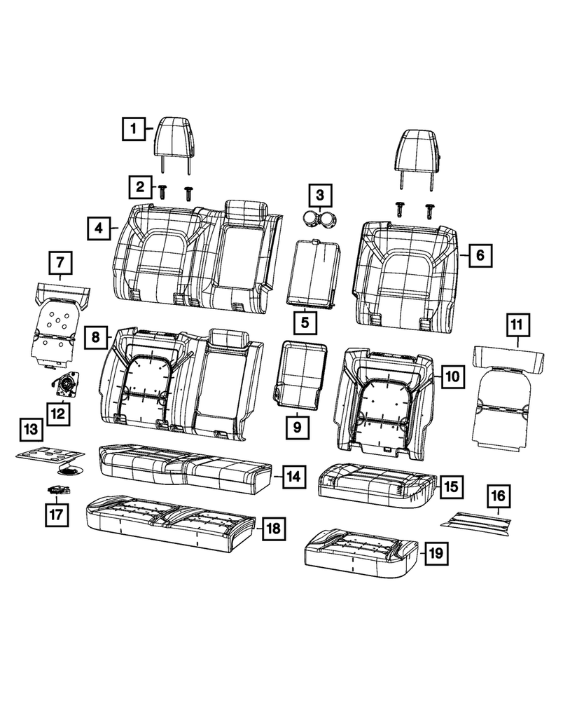 Genuine Mopar Rear Seat Back Cover 6RE81BD3AC