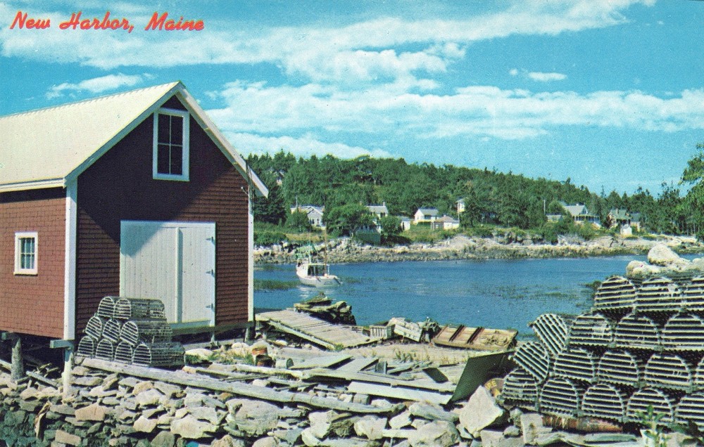 Quaint Back Cove, New Harbor, Maine 1960’s Postcard