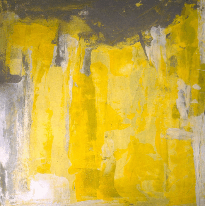 Abstract Art Printed Canvas Wall Art Yellow Grey Solid Pine Frame Ready To Hang-image
