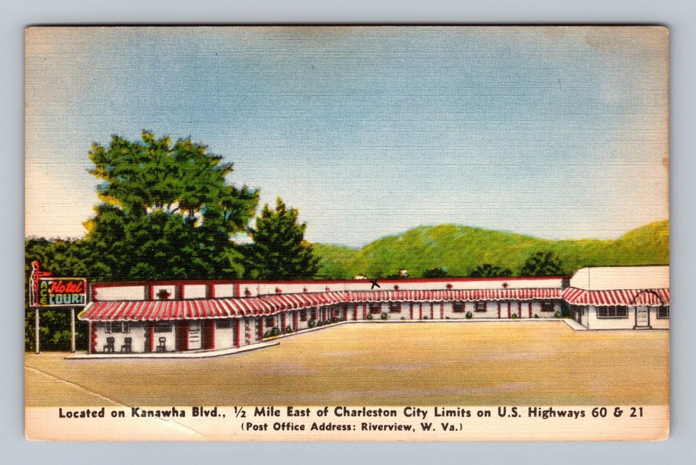 Charleston WV-West Virginia Ace Hotel Court Vintage Postcard Standard Postal PC