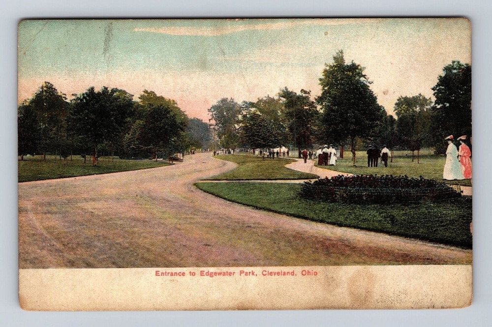 Cleveland OH-Ohio, Entrance To Edgewater Park, Antique, Vintage Postcard