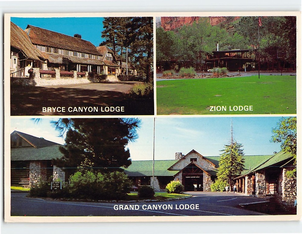 Postcard Bryce Canyon, Zion & Grand Canyon Lodge Cedar City Utah USA
