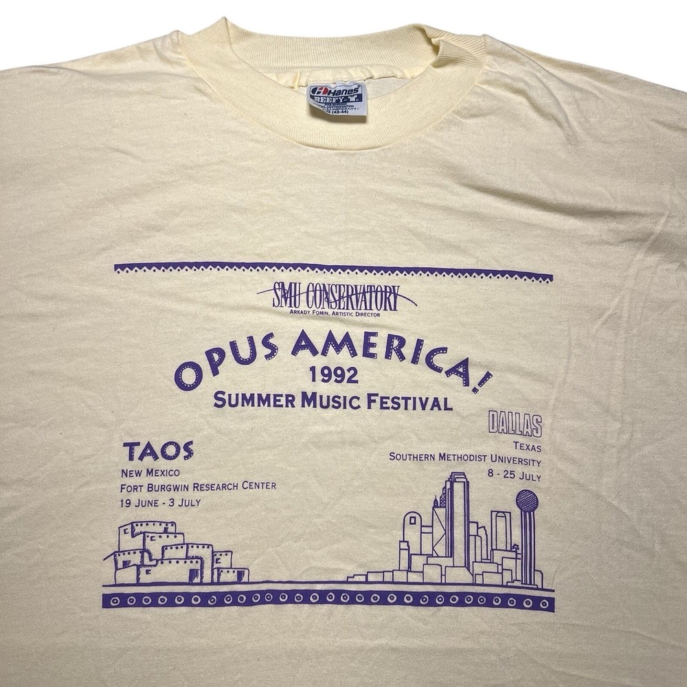 Vintage 1992 SMU Opus America Music Festival T Shirt Mens Large Single Stitch