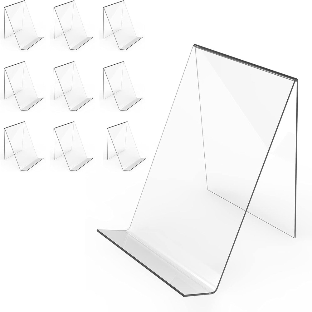 Boloyo Acrylic Book Stand Without Ledge,6 Inch 10PC Clear 10PC, Transparent