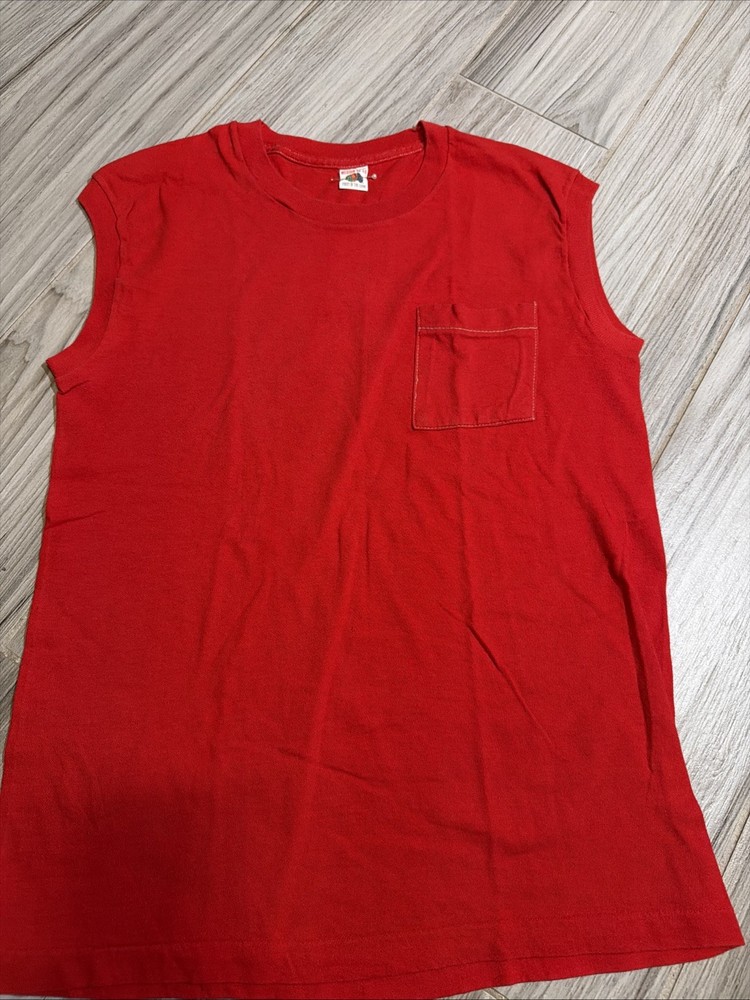 Vintage 70-80’s Fruit Of The Loom Res Sleeves Pocket Size Medium 38-40