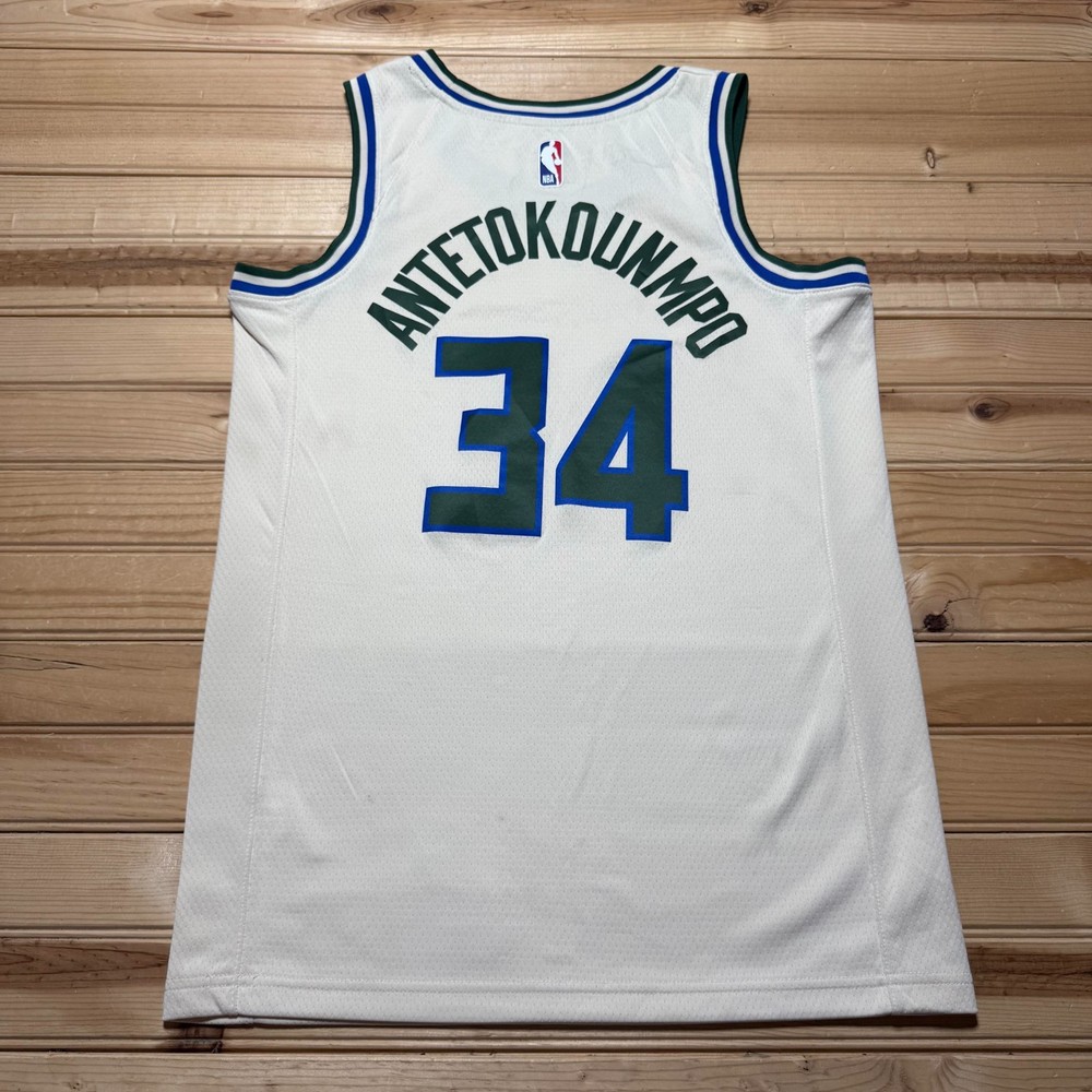 Nike Giannis Antetokounmpo #34 Milwaukee Bucks Cream City Jersey Size 40 Small