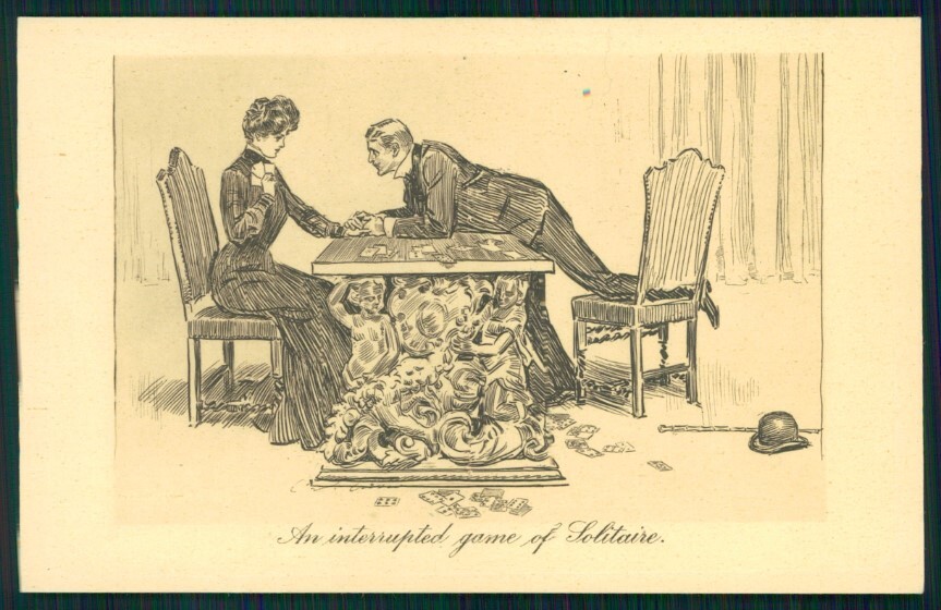 Artist Signed Charles Dana Gibson Lady Playing Cards serie 185 postcard TC4204